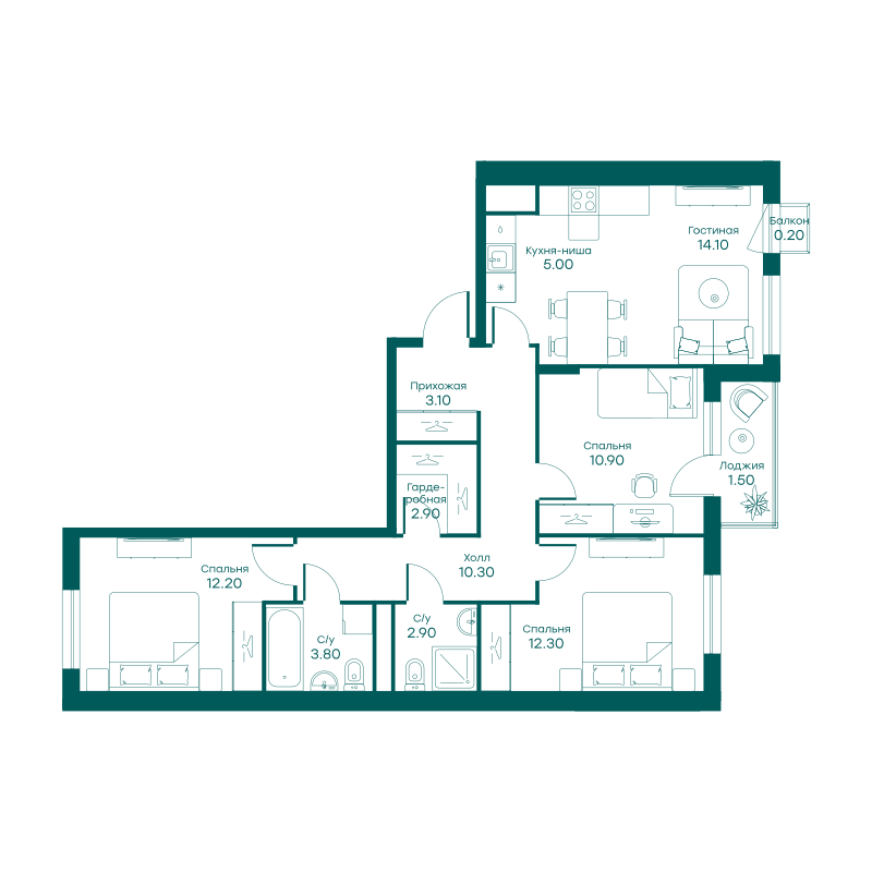 1-комнатная квартира в ЖК Равновесие