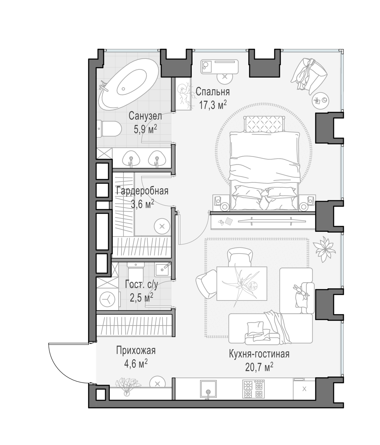 2х-комнатная квартира в ЖК Роскошный квартал Life Time