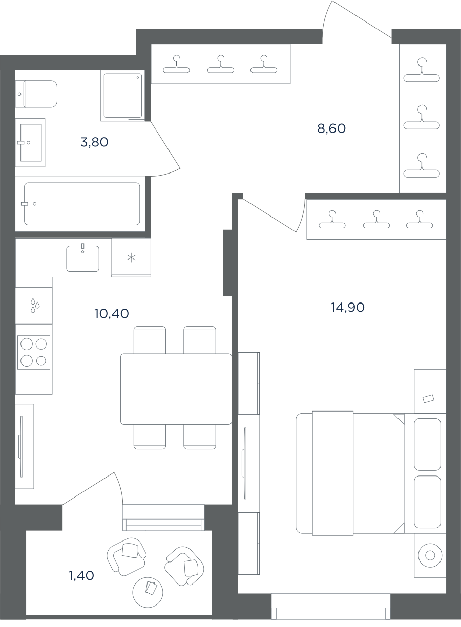1-комнатная квартира в ЖК Равновесие