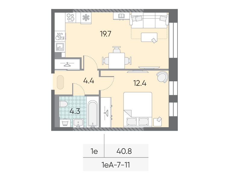 1-комнатная квартира в ЖК Зиларт