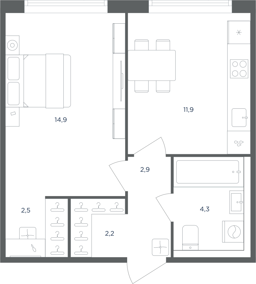 1-комнатная квартира в ЖК Равновесие