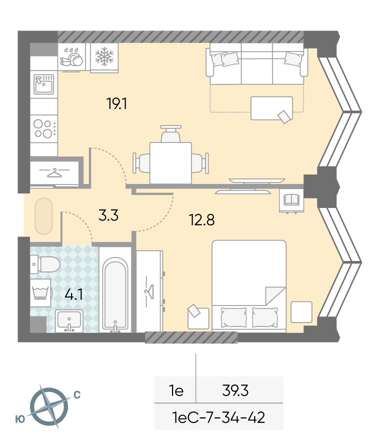 1-комнатная квартира в ЖК Зиларт