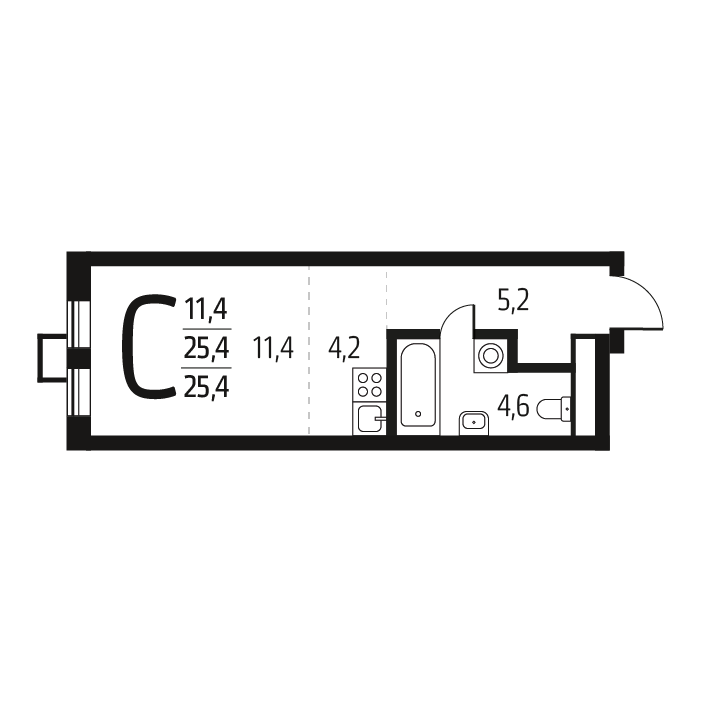 Квартира-студия в ЖК Район Новые Ватутинки мкр. Центральный