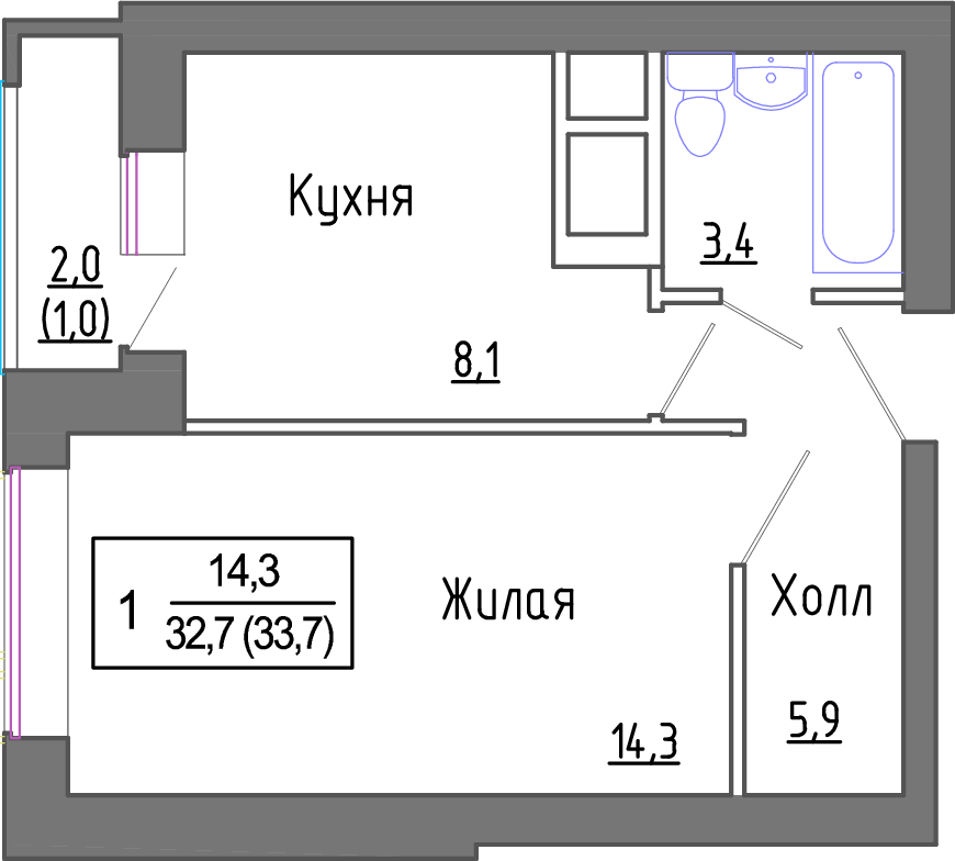 1-комнатная квартира в ЖК Новое Замитино