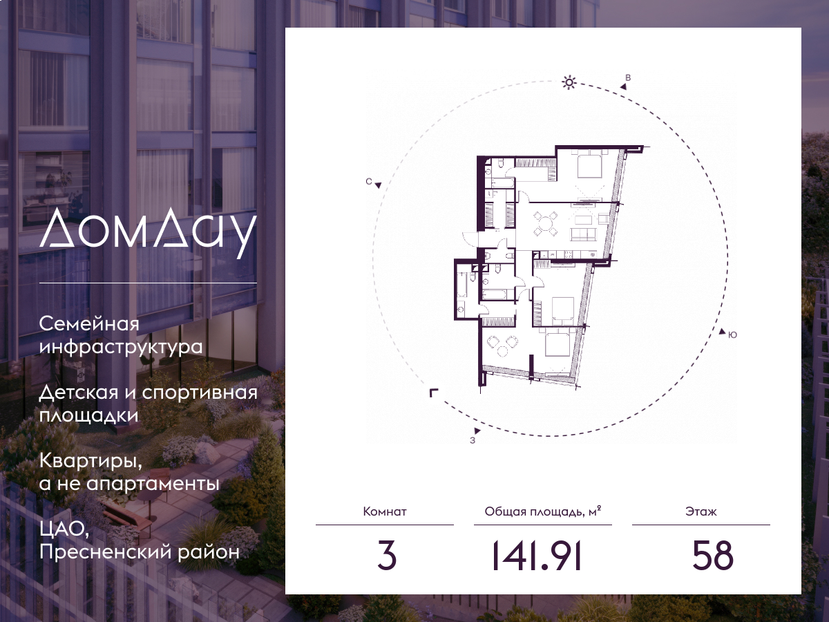 3х-комнатная квартира в ЖК Дом Дау