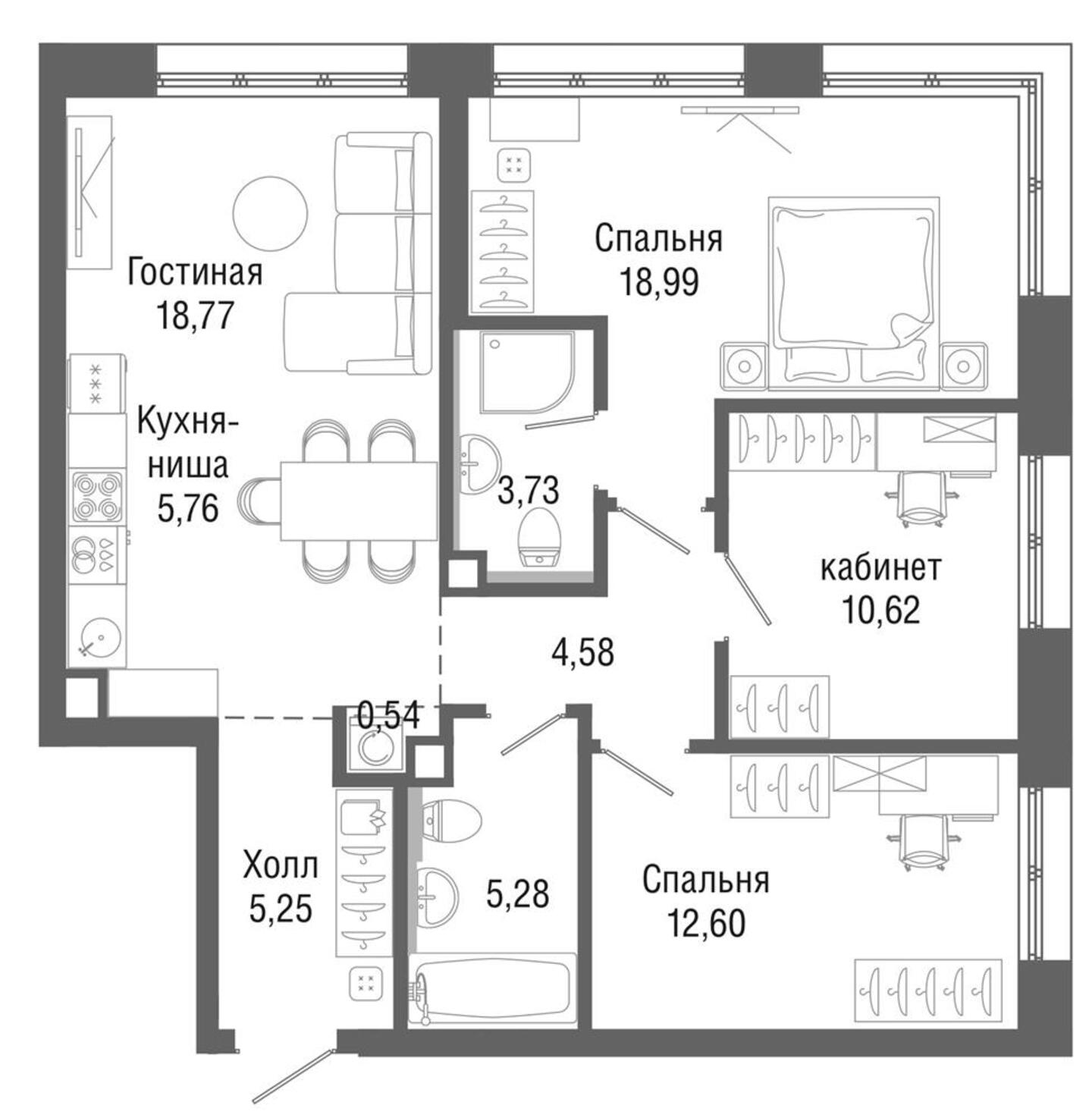 3х-комнатная квартира в ЖК Селигер сити