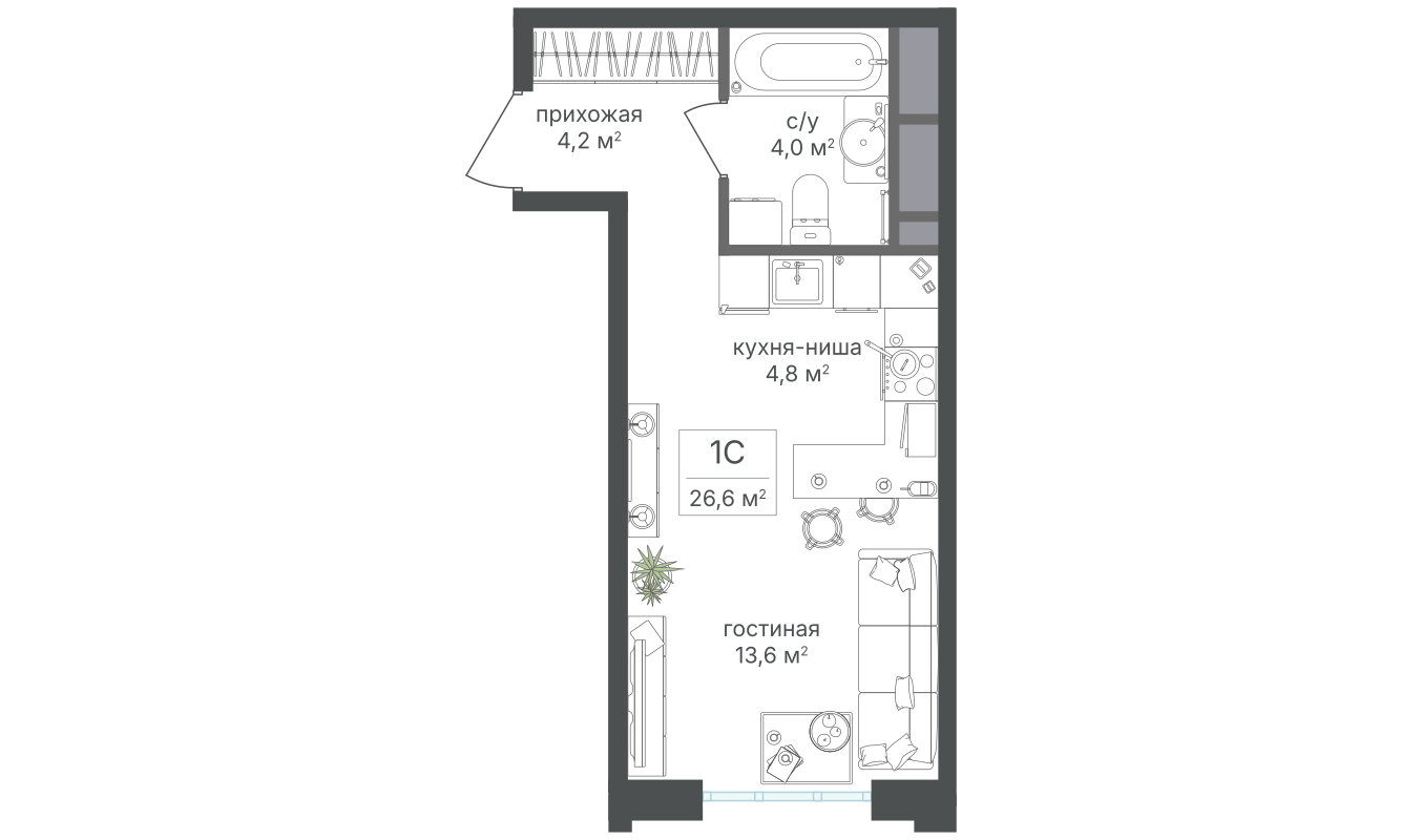 Квартира-студия в ЖК Михалковский