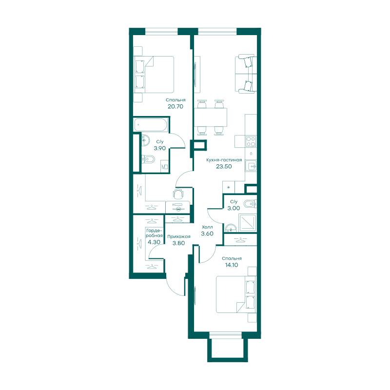 3х-комнатная квартира в ЖК Равновесие