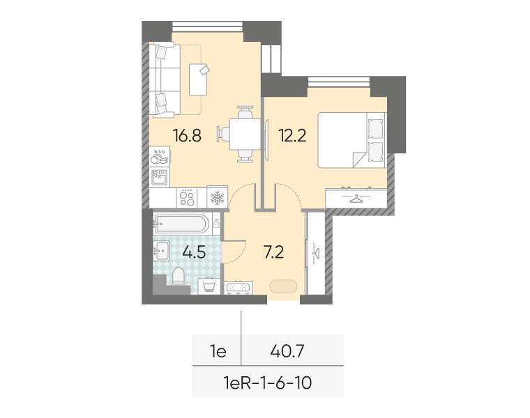 1-комнатная квартира в ЖК Зиларт