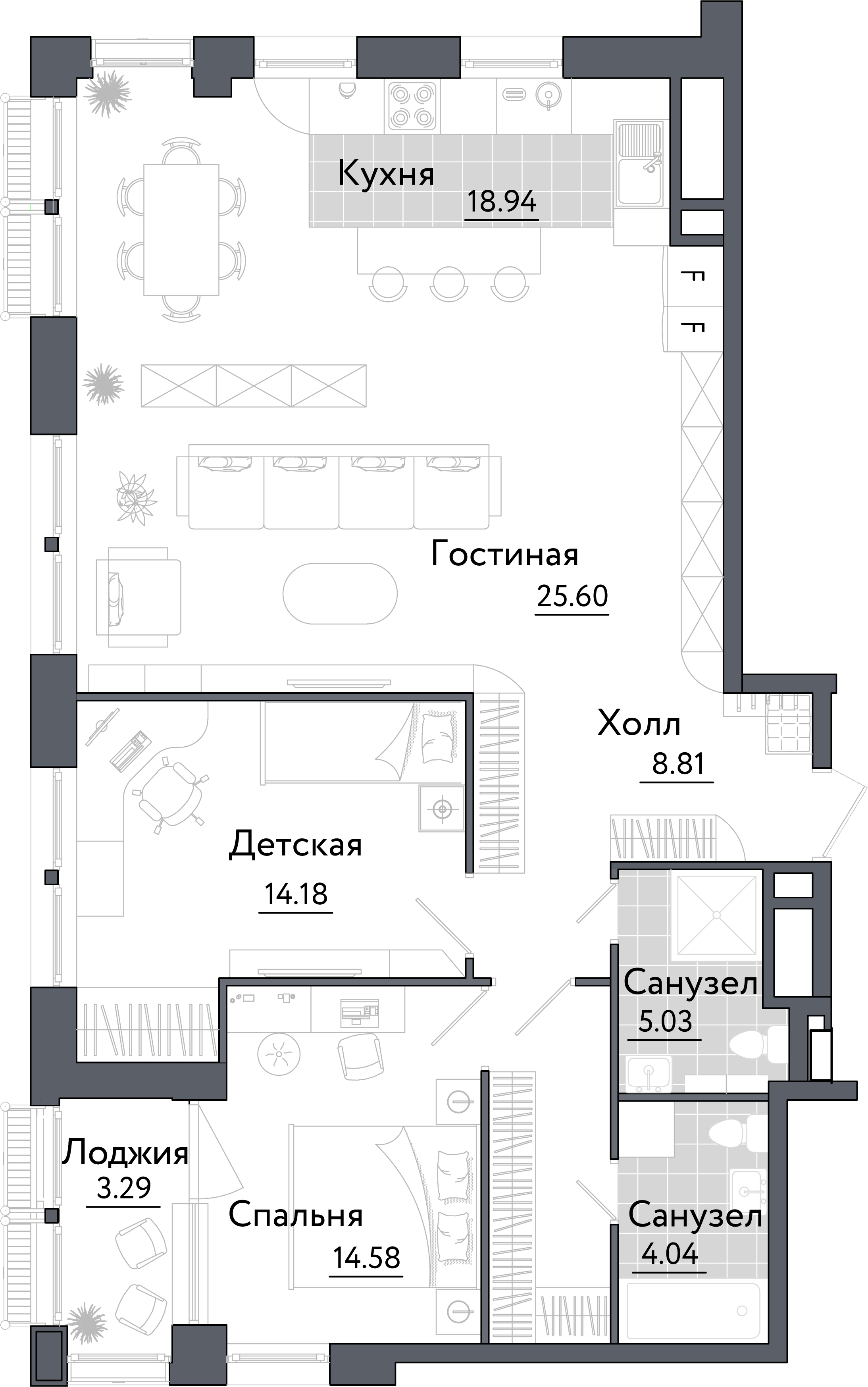 1-комнатная квартира в ЖК Счастье на Ломоносовском