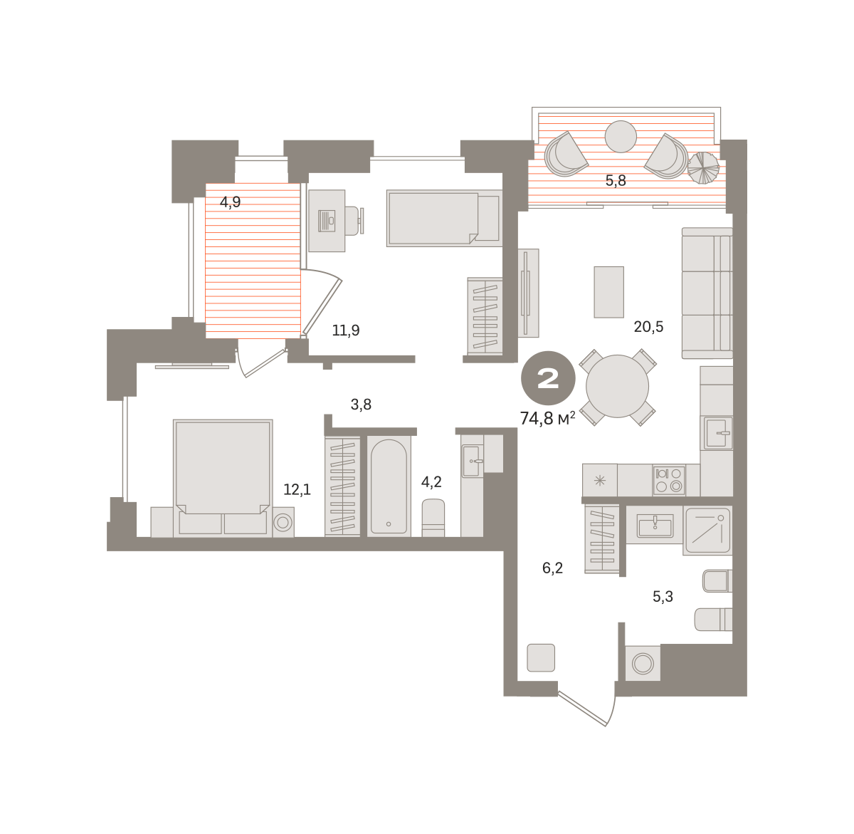 2х-комнатная квартира в ЖК Квартал МОНС