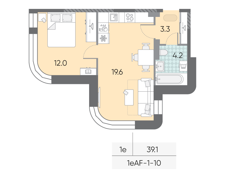 1-комнатная квартира в ЖК Зиларт