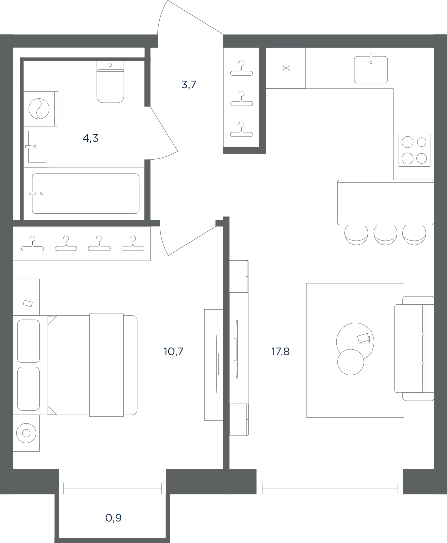 1-комнатная квартира в ЖК Равновесие