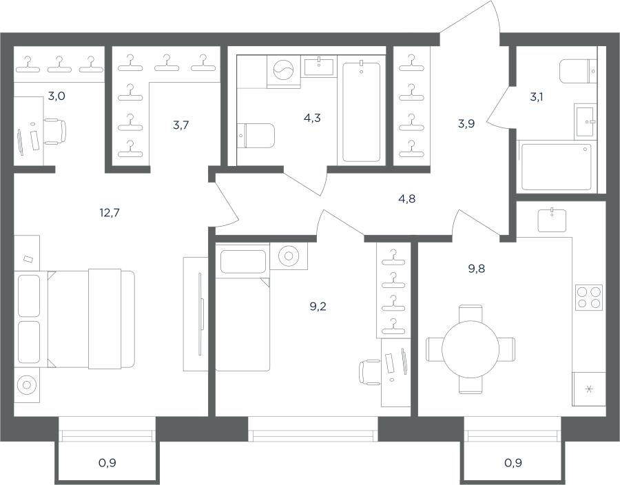 2х-комнатная квартира в ЖК Равновесие