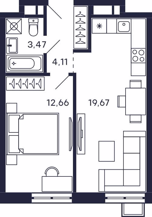 1-комнатная квартира в ЖК Квартал «Тетрис»