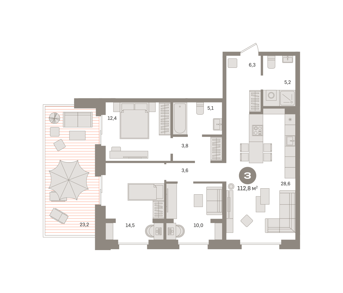 3х-комнатная квартира в ЖК Квартал МОНС