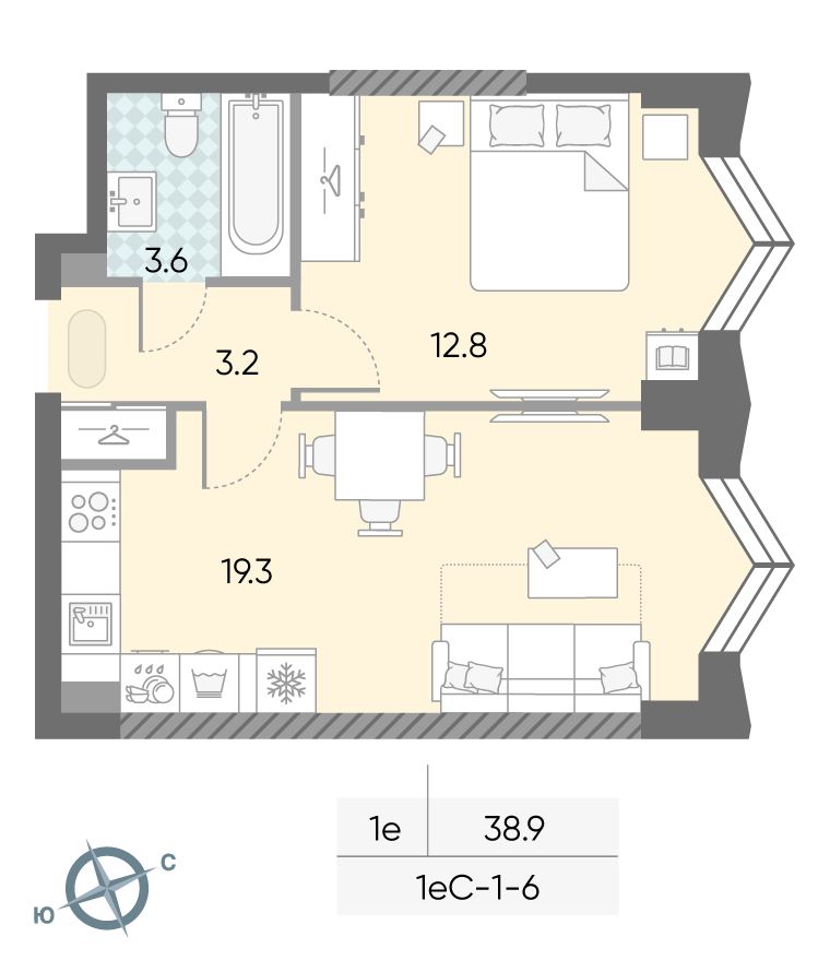 1-комнатная квартира в ЖК Зиларт
