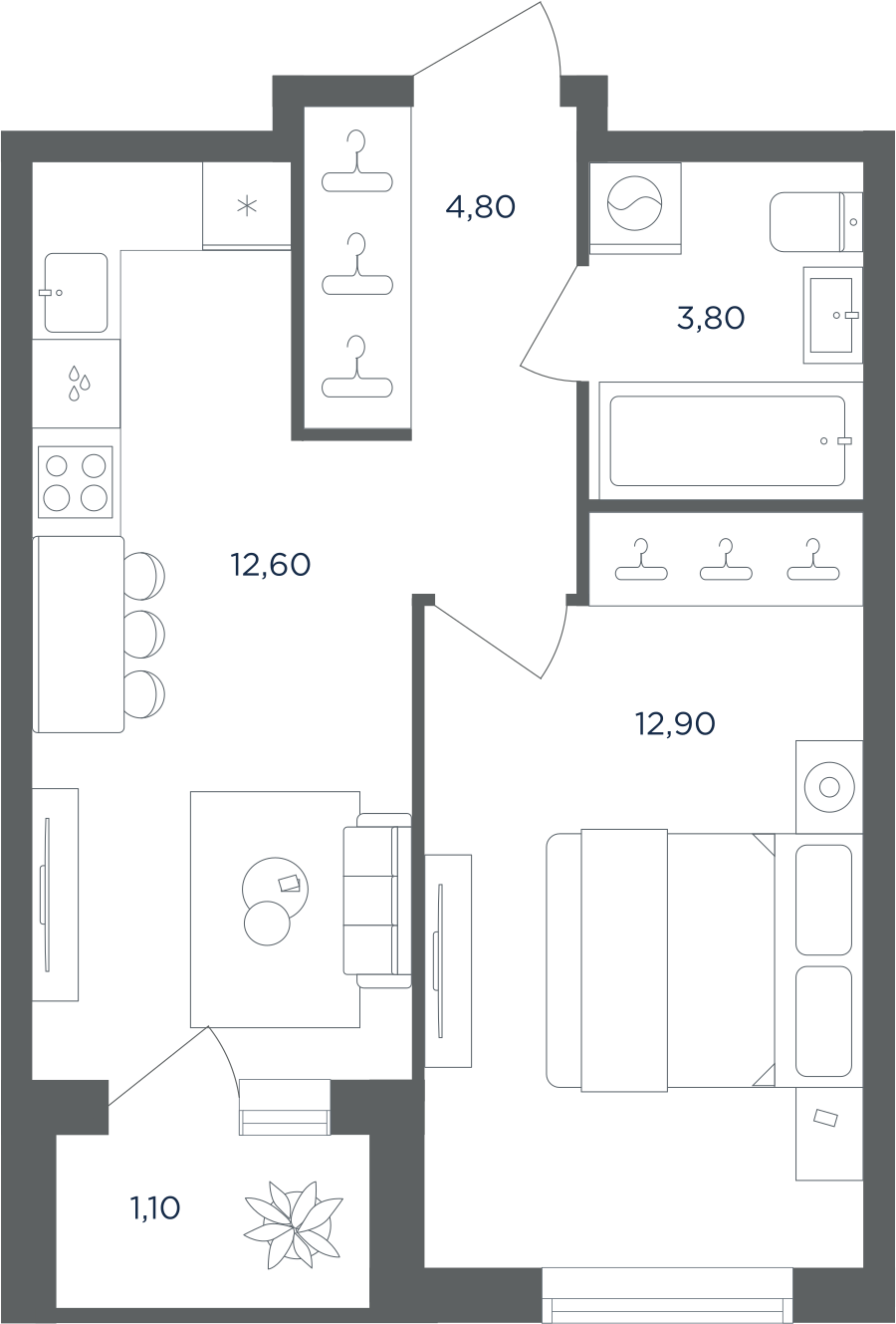 1-комнатная квартира в ЖК Равновесие