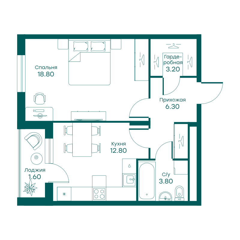 1-комнатная квартира в ЖК Равновесие