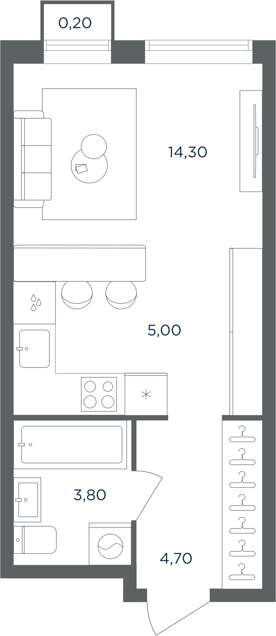 Квартира-студия в ЖК Равновесие