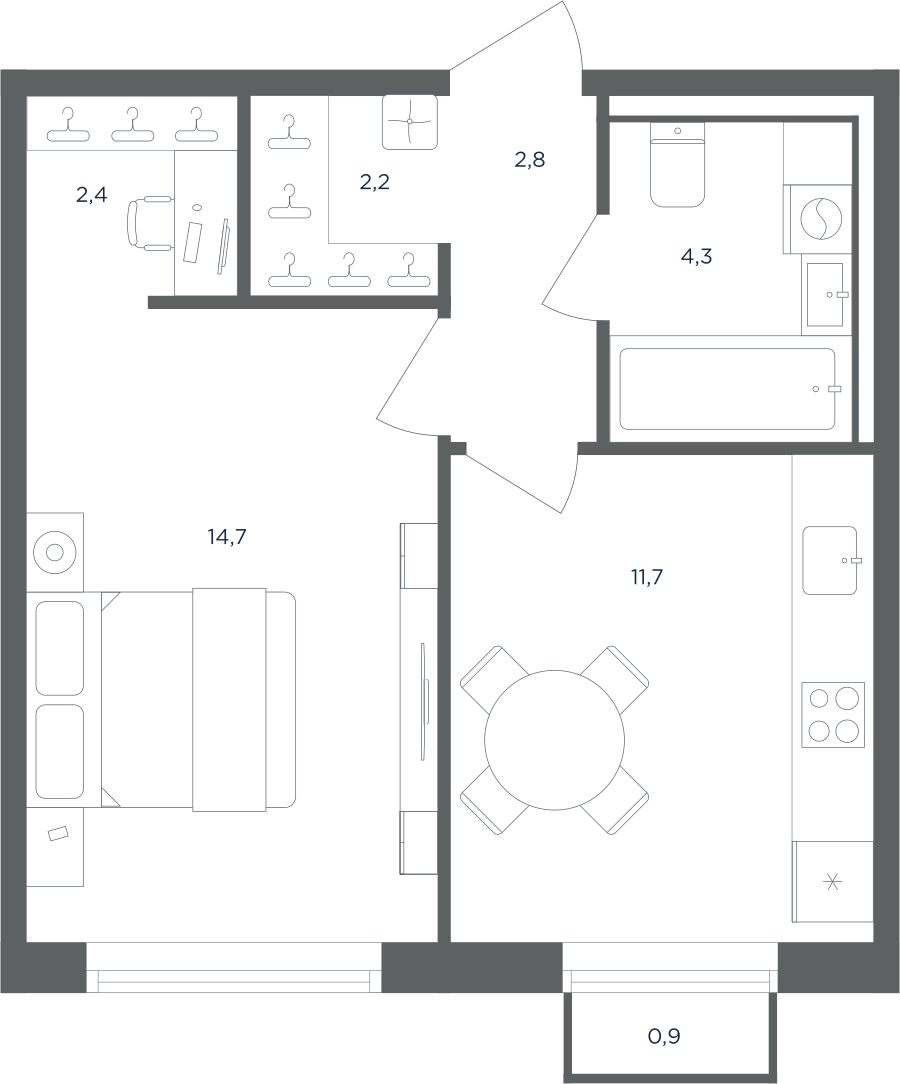 1-комнатная квартира в ЖК Равновесие