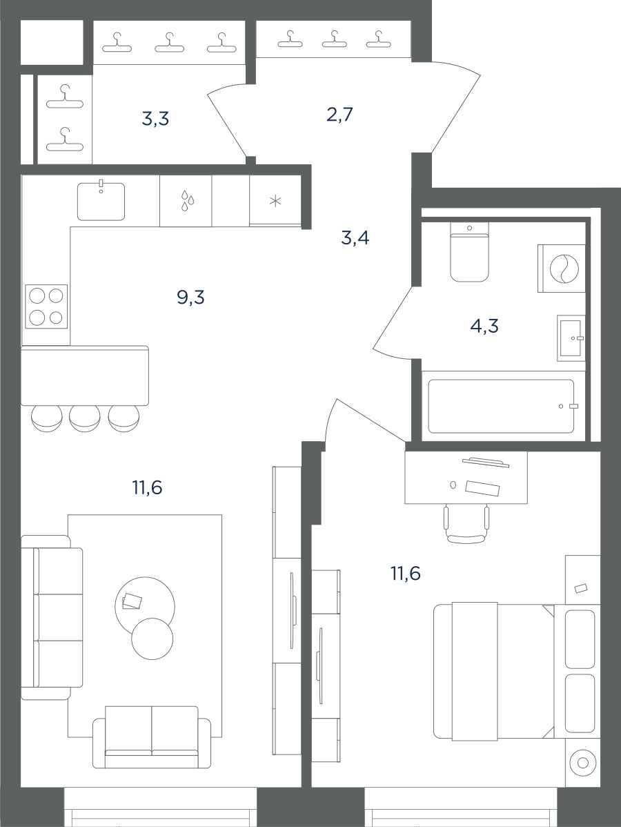 2х-комнатная квартира в ЖК Равновесие