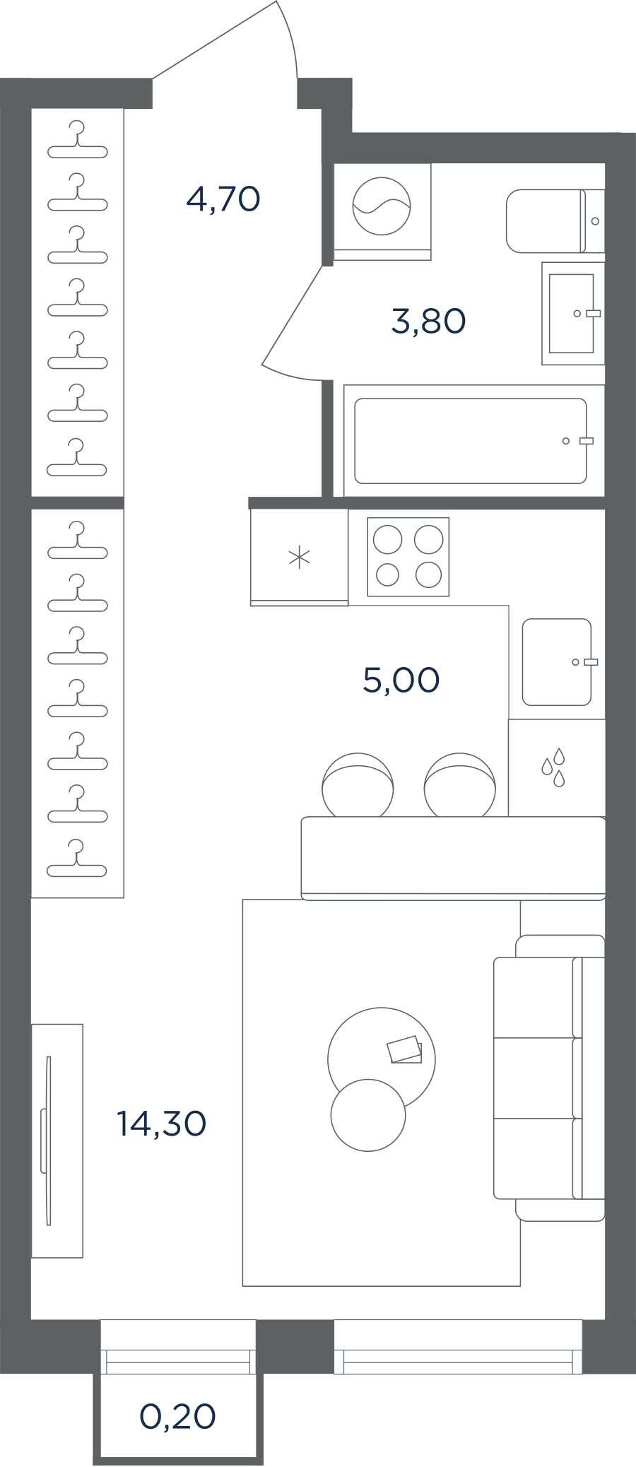Квартира-студия в ЖК Равновесие