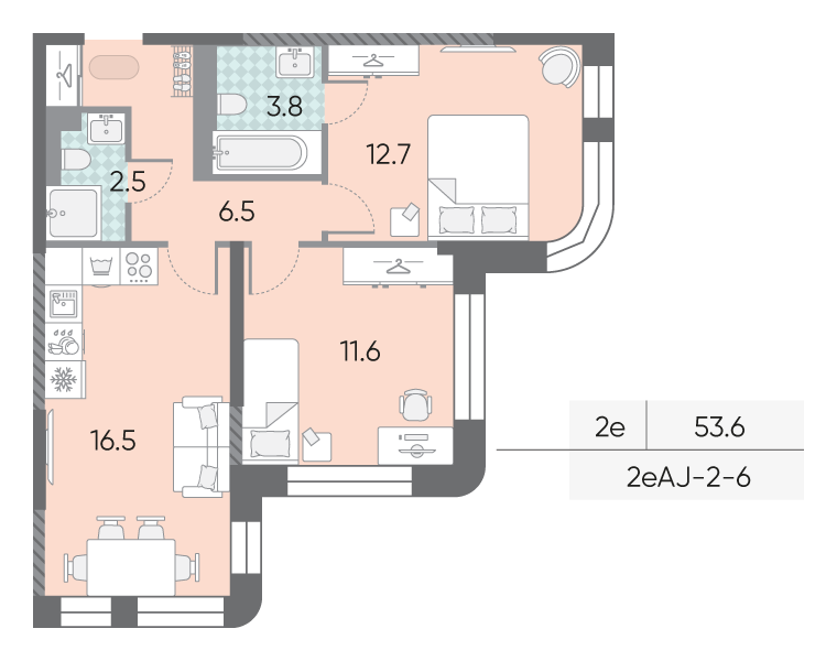 2х-комнатная квартира в ЖК Зиларт