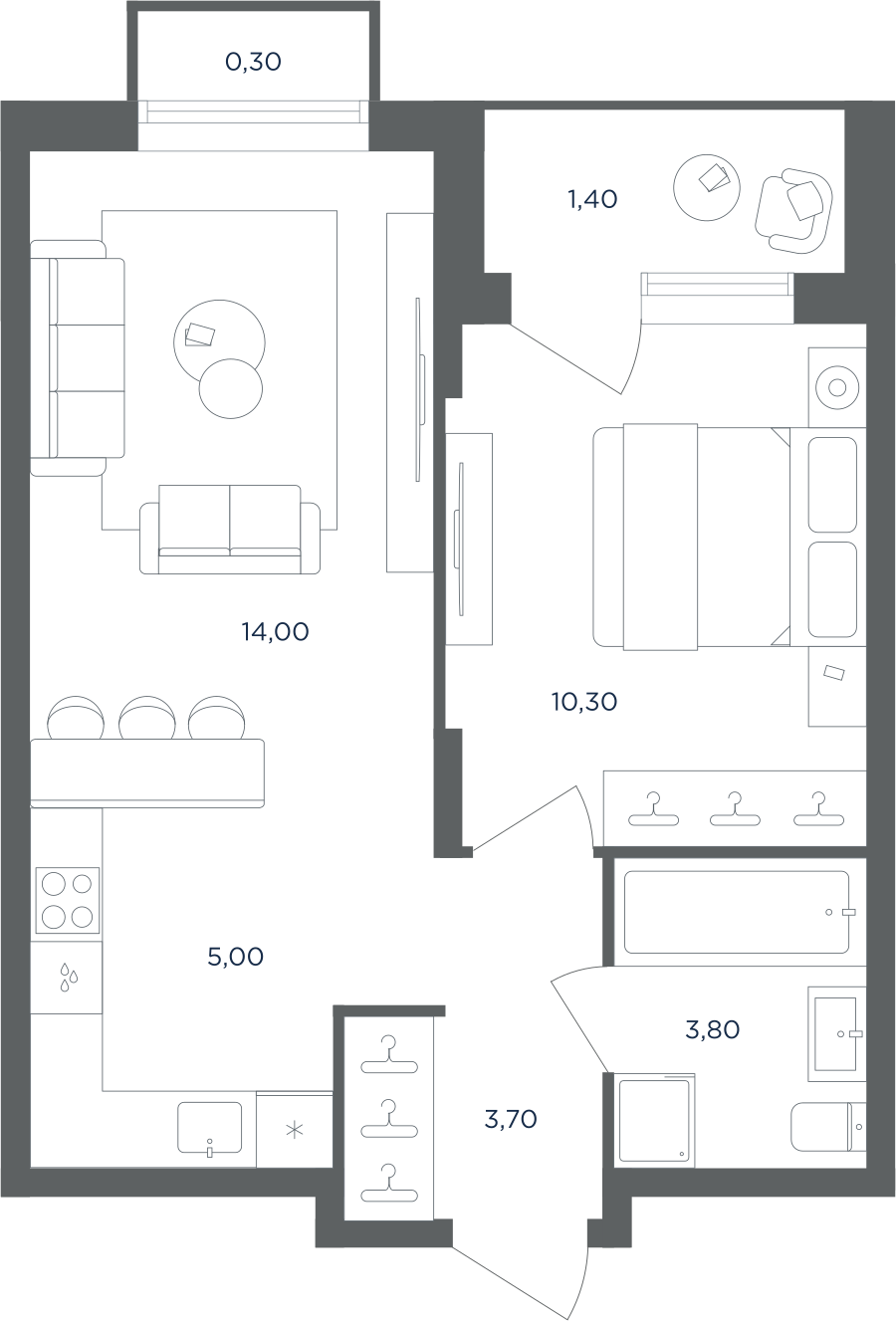 2х-комнатная квартира в ЖК Равновесие