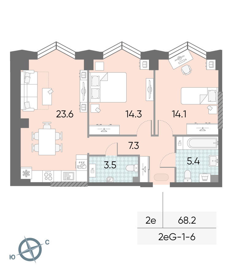 2х-комнатная квартира в ЖК Зиларт
