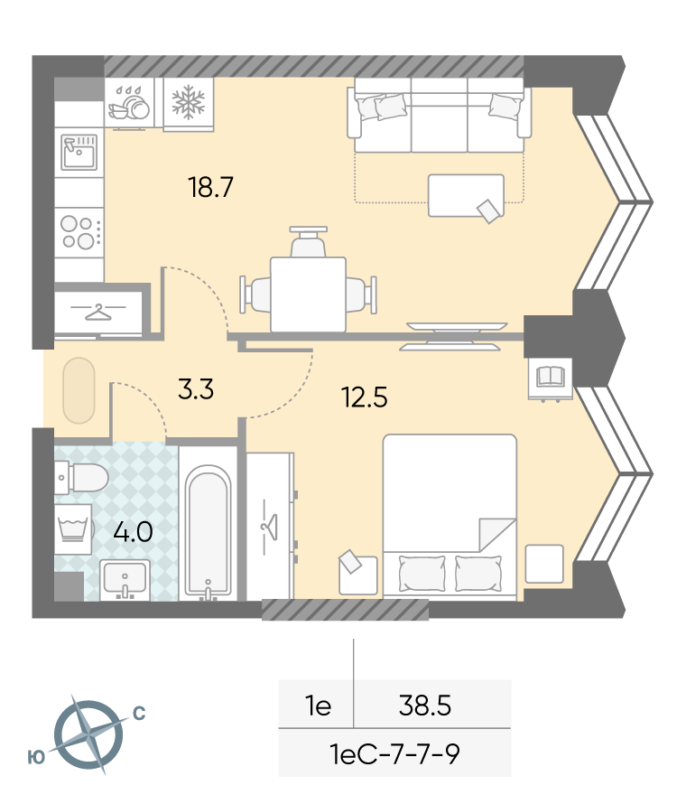 1-комнатная квартира в ЖК Зиларт 1-комнатная квартира в ЖК Зиларт