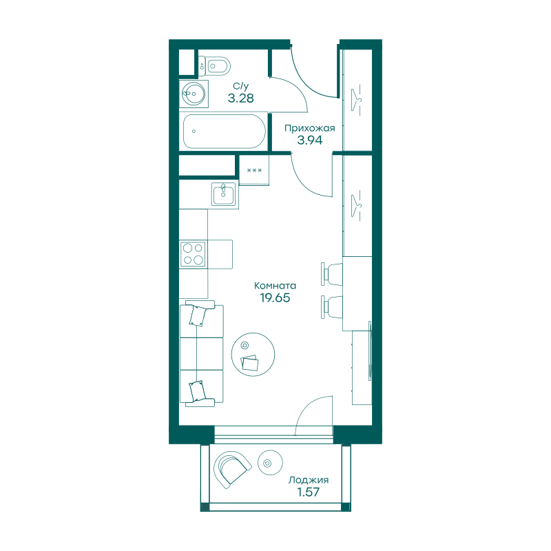 Квартира-студия в ЖК Равновесие