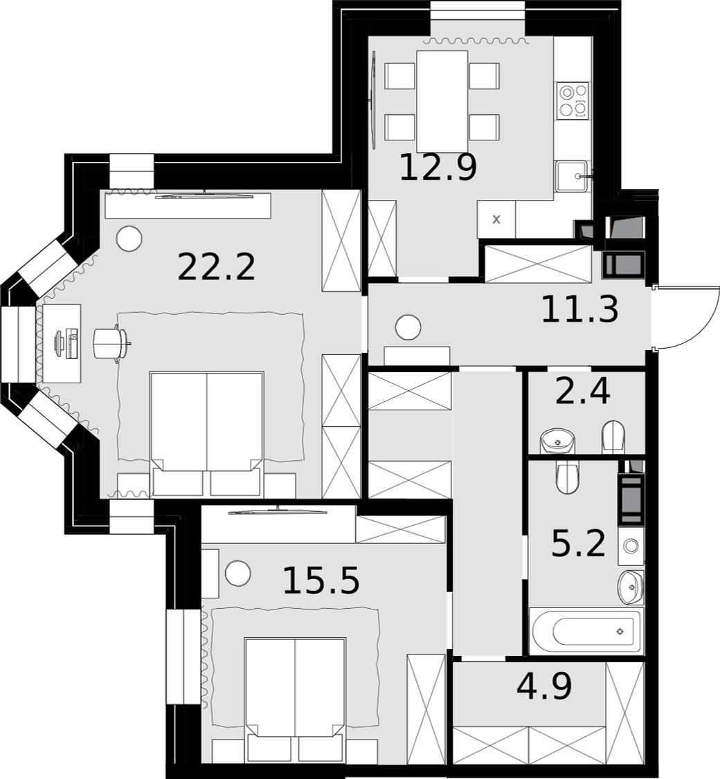 2х-комнатная квартира в ЖК Театральный квартал