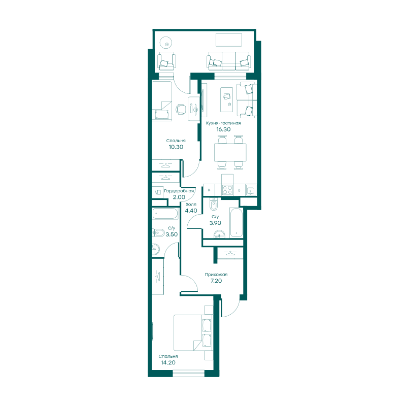 3х-комнатная квартира в ЖК Равновесие