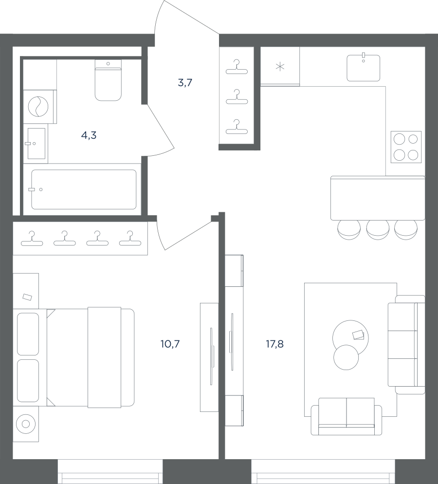 1-комнатная квартира в ЖК Равновесие