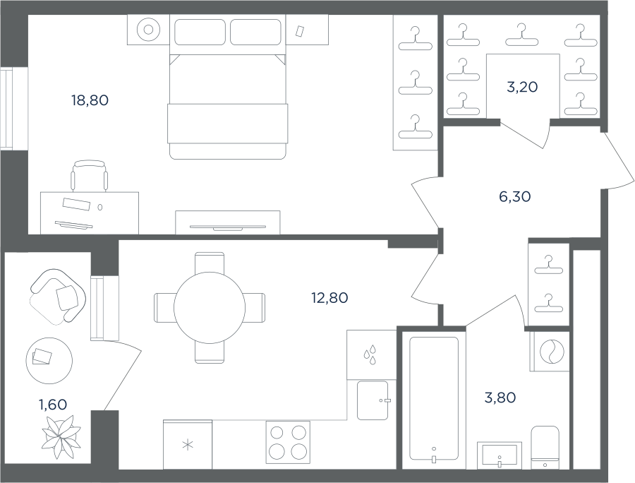 1-комнатная квартира в ЖК Равновесие