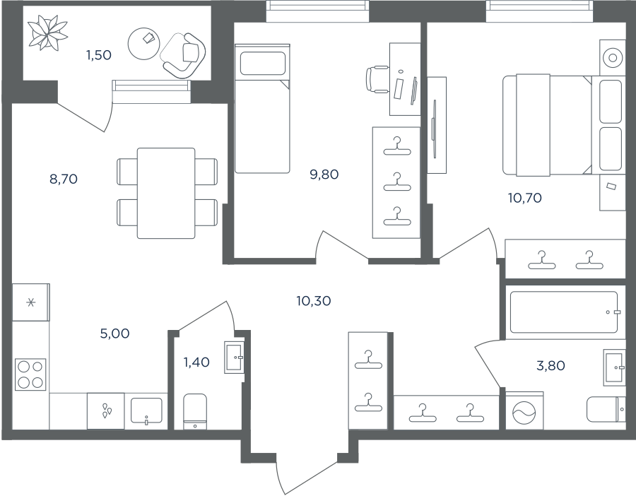 3х-комнатная квартира в ЖК Равновесие