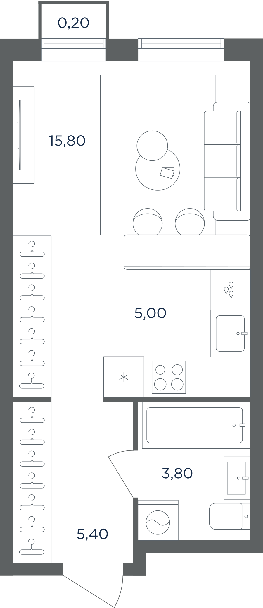 Квартира-студия в ЖК Равновесие