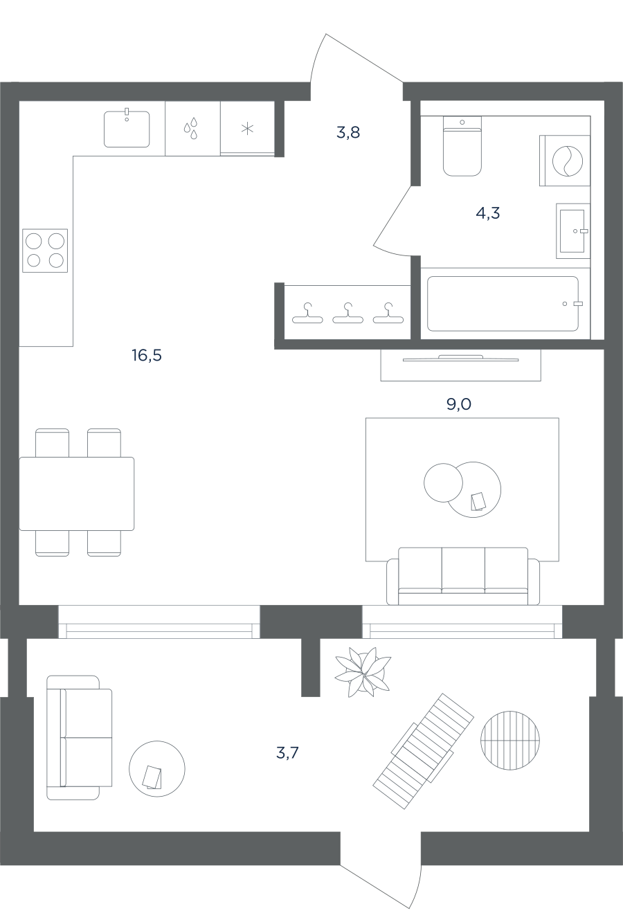 1-комнатная квартира в ЖК Равновесие
