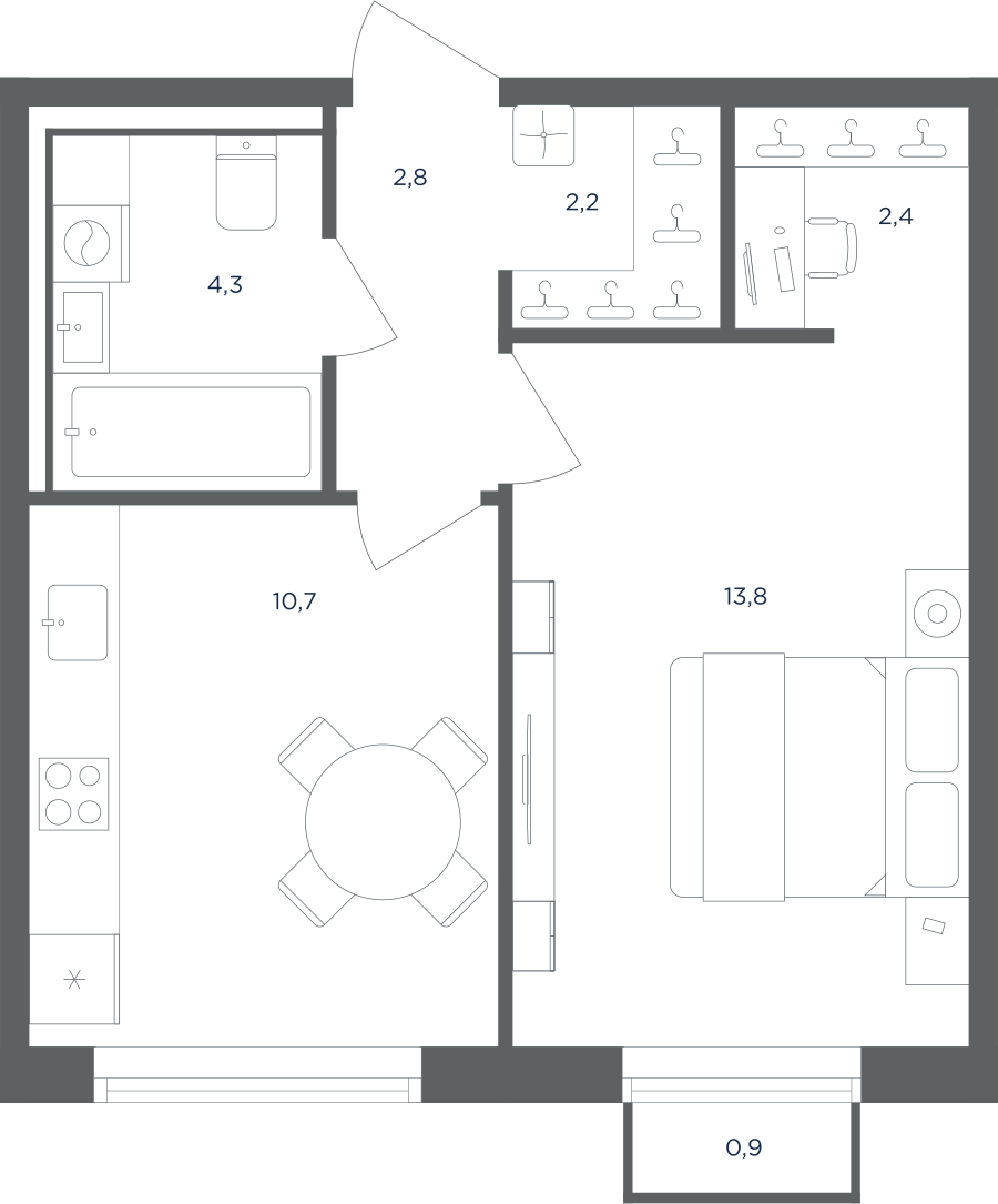 1-комнатная квартира в ЖК Равновесие