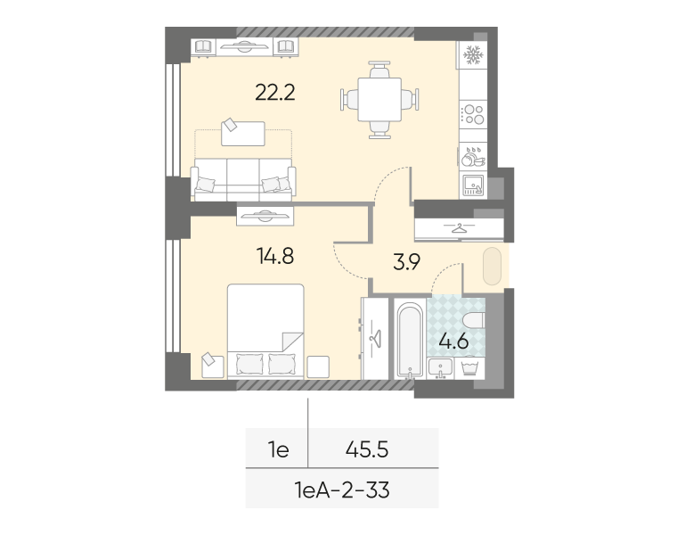 1-комнатная квартира в ЖК Зиларт