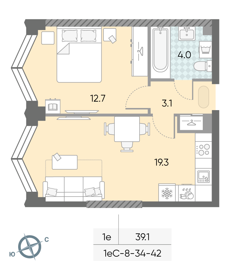 1-комнатная квартира в ЖК Зиларт 1-комнатная квартира в ЖК Зиларт