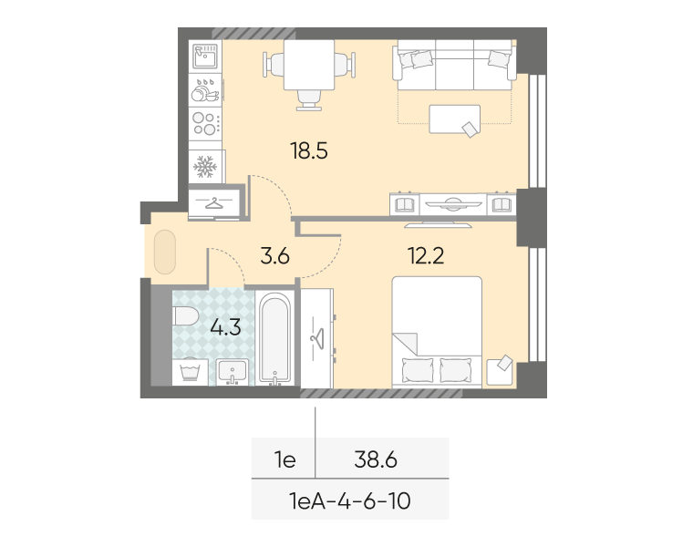 1-комнатная квартира в ЖК Зиларт