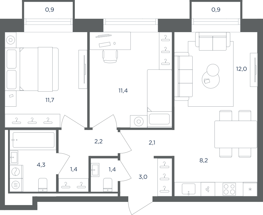 3х-комнатная квартира в ЖК Равновесие