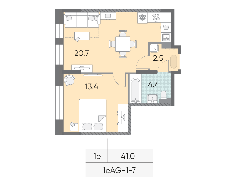 1-комнатная квартира в ЖК Зиларт 1-комнатная квартира в ЖК Зиларт
