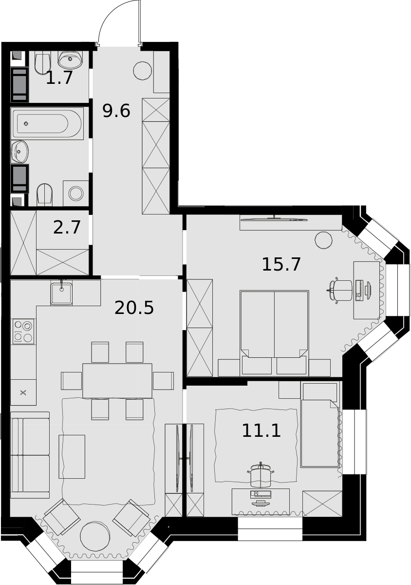 2х-комнатная квартира в ЖК Театральный квартал