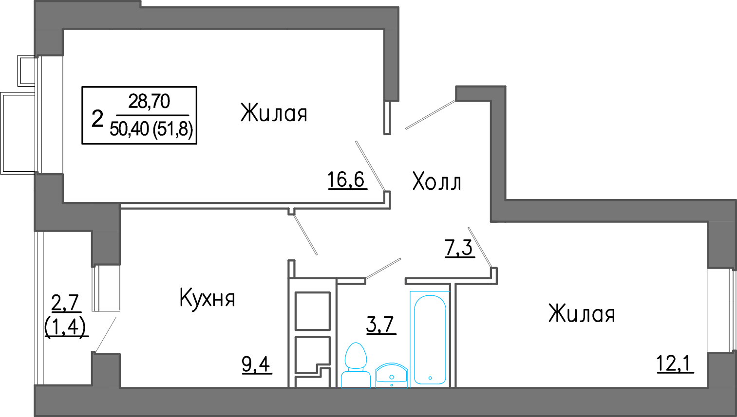 2х-комнатная квартира в ЖК Новое Замитино