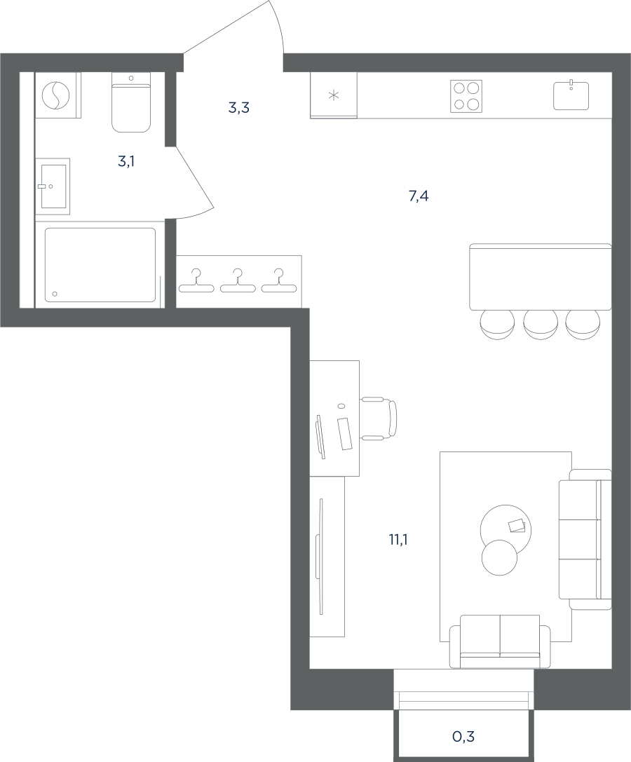 Квартира-студия в ЖК Равновесие