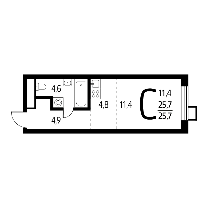 Квартира-студия в ЖК Район Новые Ватутинки мкр. Центральный