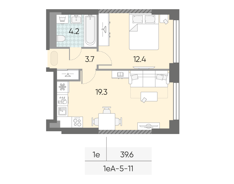 1-комнатная квартира в ЖК Зиларт